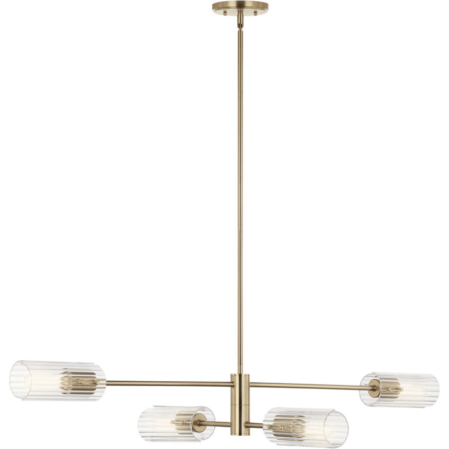Velestino 4 Light 5.25 inch Champagne Bronze Chandelier Linear Ceiling Light